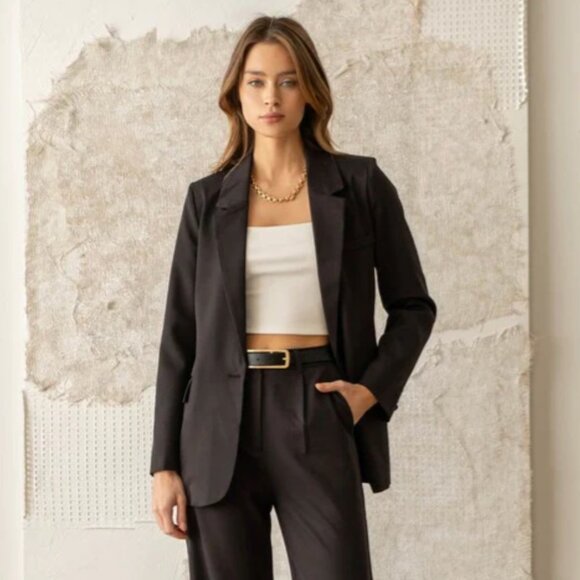 THE WORKSHOP GIRLBOSS ANDREA SET BLAZER - BLACK - Picture 2 of 5